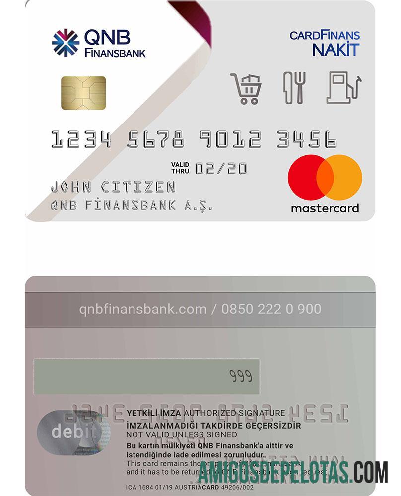 Turquia QNB Finansbank Mastercard amostra